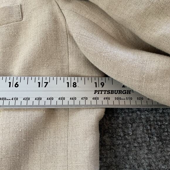Casual Corner Blazer Womens 10 Beige 100% Linen Career Classic - Picture 8 of 11